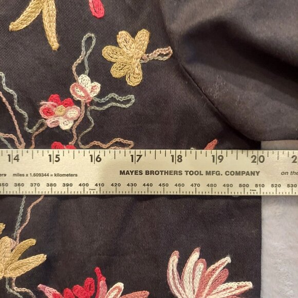 New Identity Jacket Womens M Black Floral Embroidery Artsy Art T Wear Boho retro - Picture 7 of 10